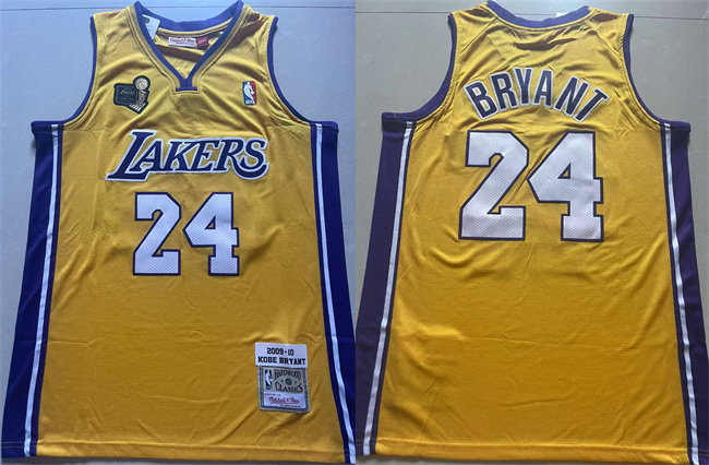 Men's Yellow Los Angeles Lakers #24 Kobe Bryant 2009-10 Stitched Basketball Jersey